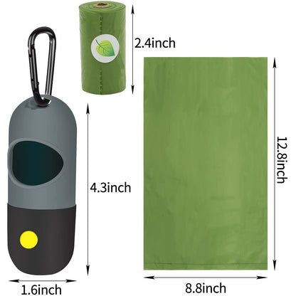 2-Pack: Dog Poop Bag Dispenser with Built-in LED Flashlight