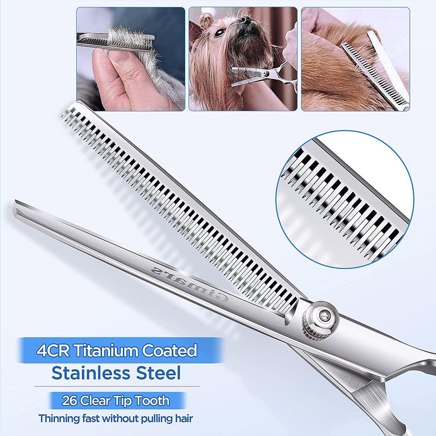 Gimars 6-in-1 Professional Stainless Steel Safety Pet Grooming Scissors