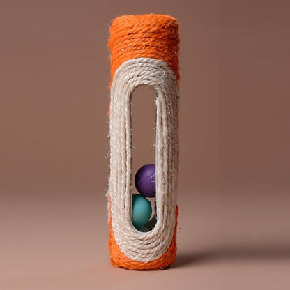 Pet Cat Rolling Sisal Scratching Post Trapped With 3 Ball Training Novely Toy